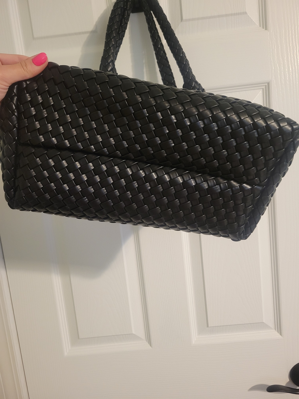 Woven Leather Tote Bag - Black - Picture 3 of 3